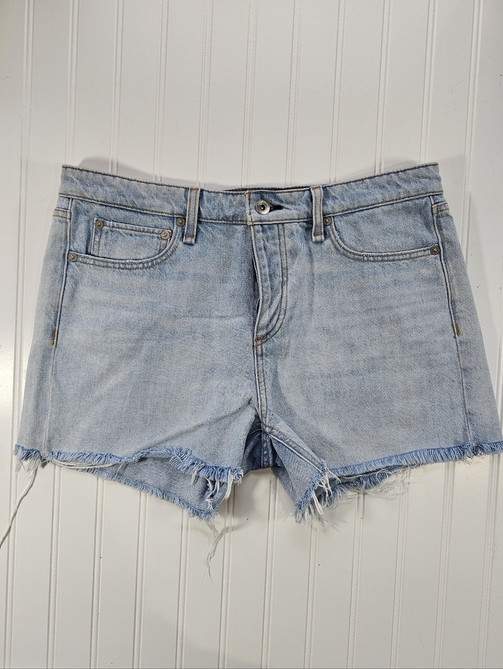 Rag & Bone Lightwash Button Fly Raw Hem Denim Shorts Women's Size 29